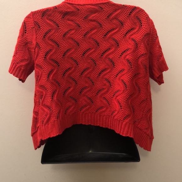 Red Open Front Shrug Sweater - Picture 4 of 7